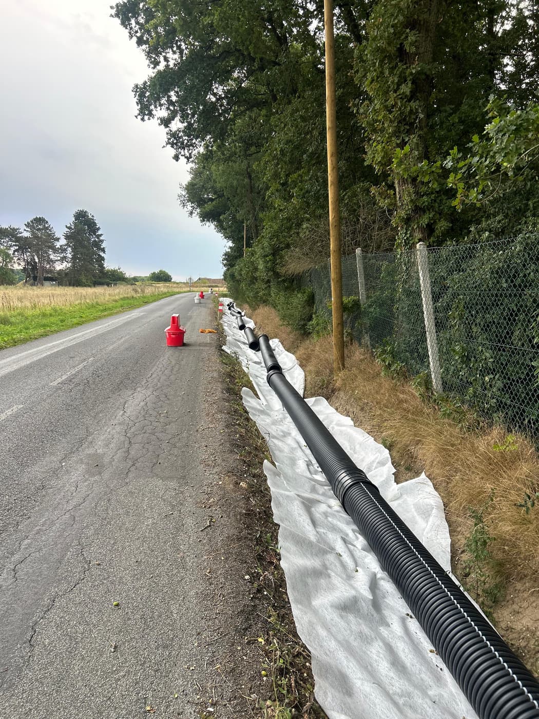 Drainage le long d'une route