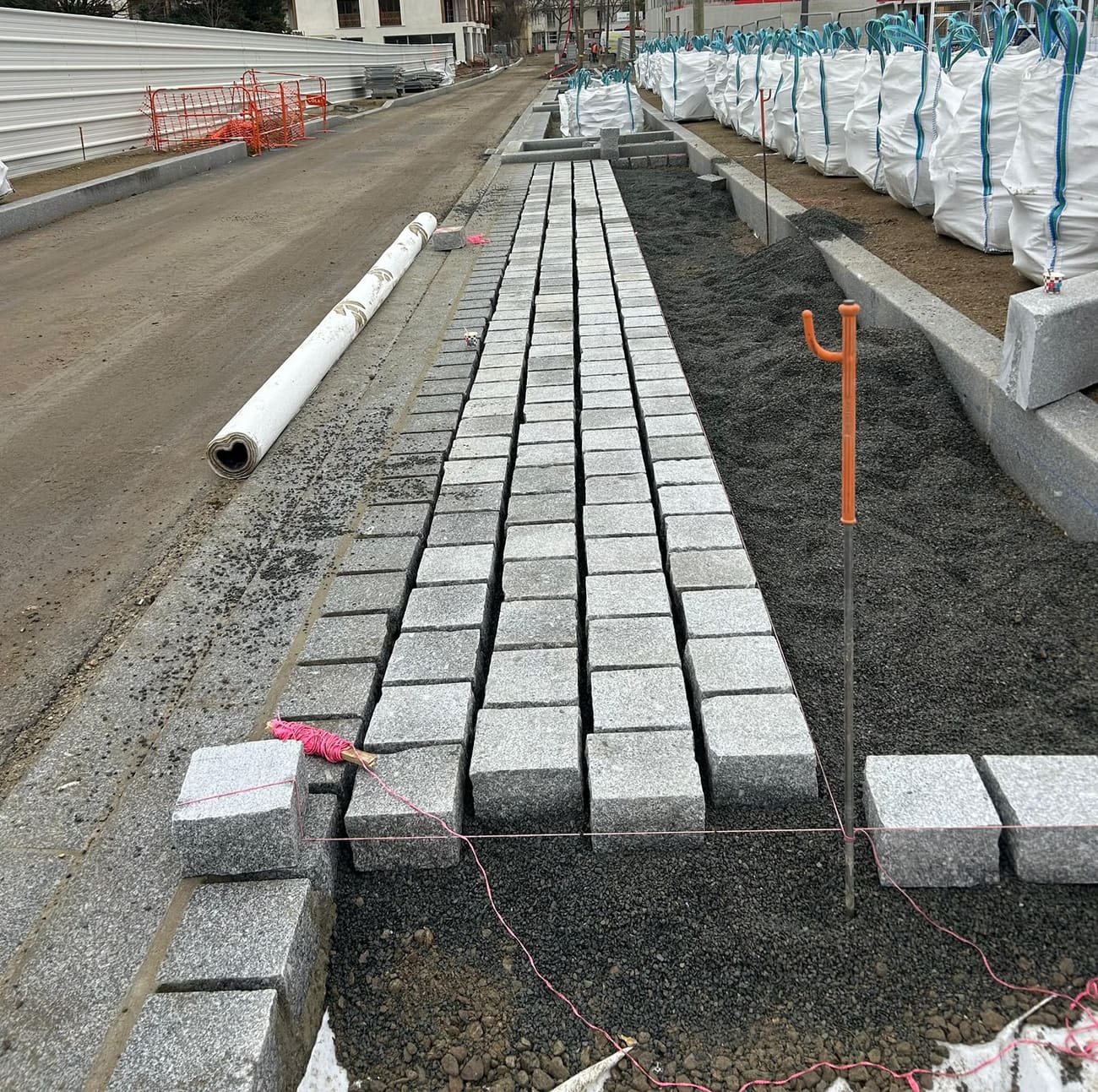 Trottoir en pavés de granit